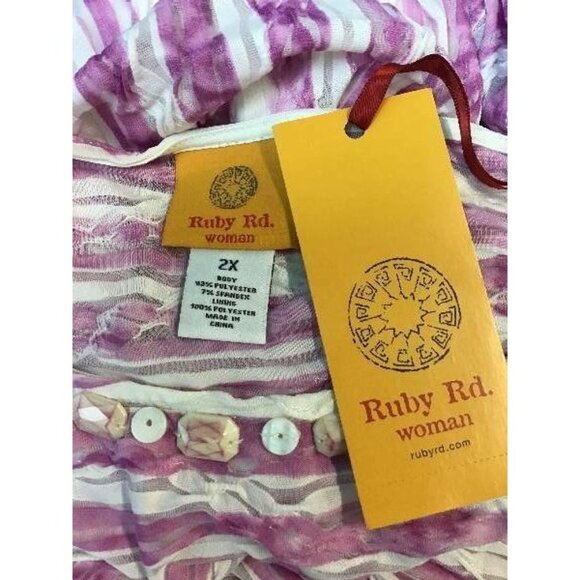 Ruby Rd Woman Top 2X Pink Stripe Tunic Women New - Picture 5 of 6